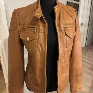 Michael Kors Brown Leather Jacket